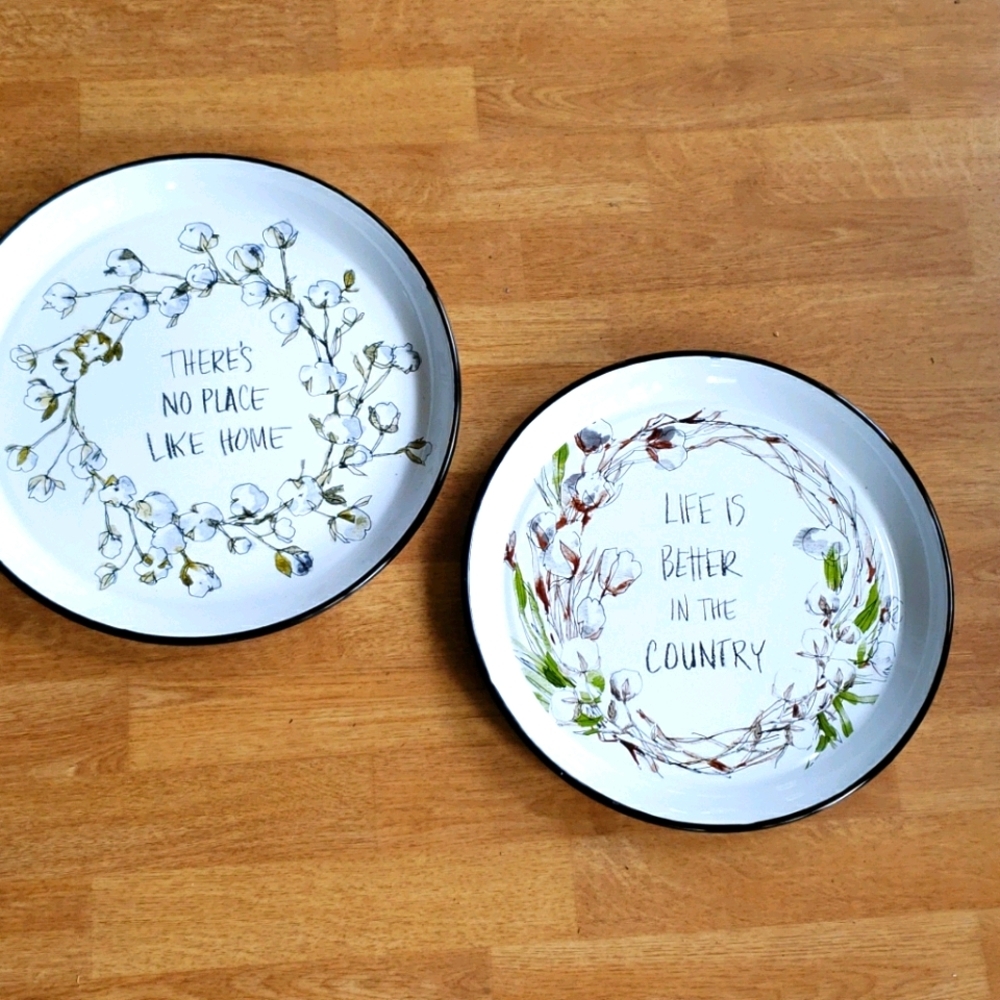 Enamel tray wall decor farmhouse decor set of 2